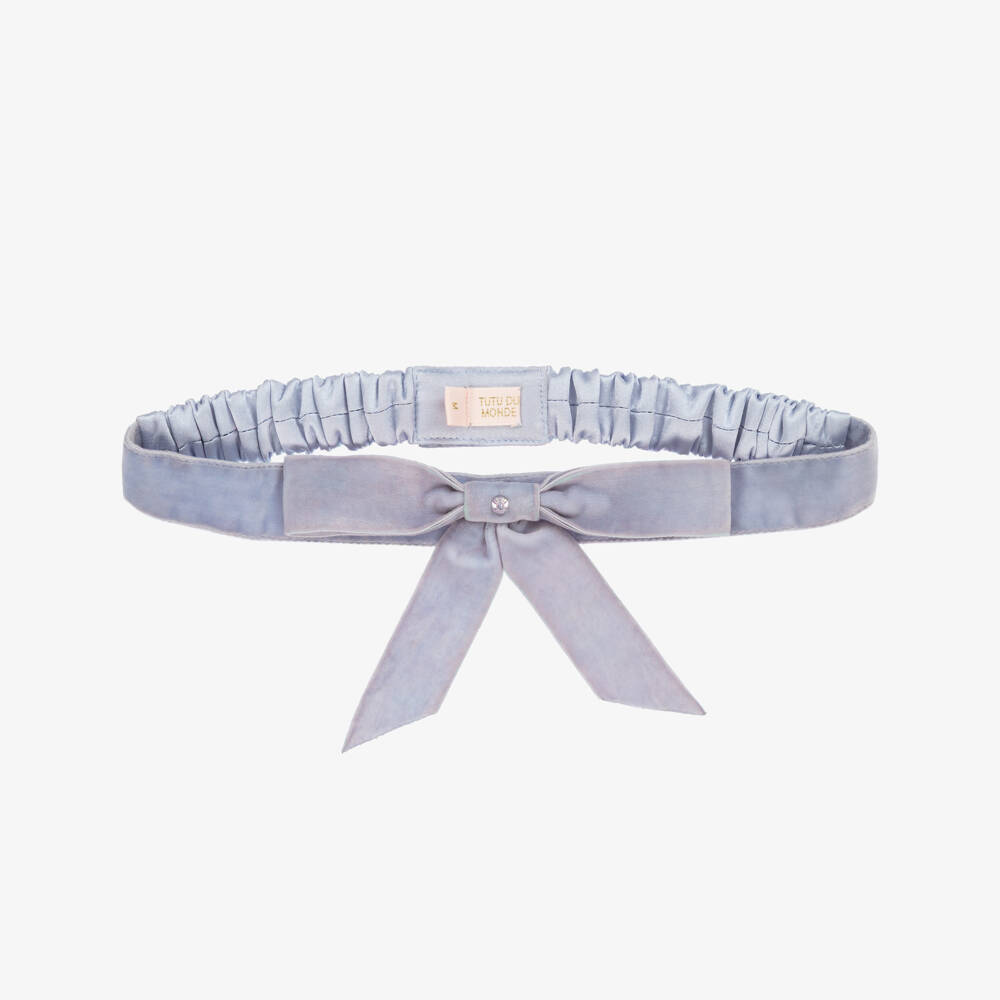 Tutu du Monde-Girls Lavender Blue Velvet Bow Belt | Childrensalon Outlet
