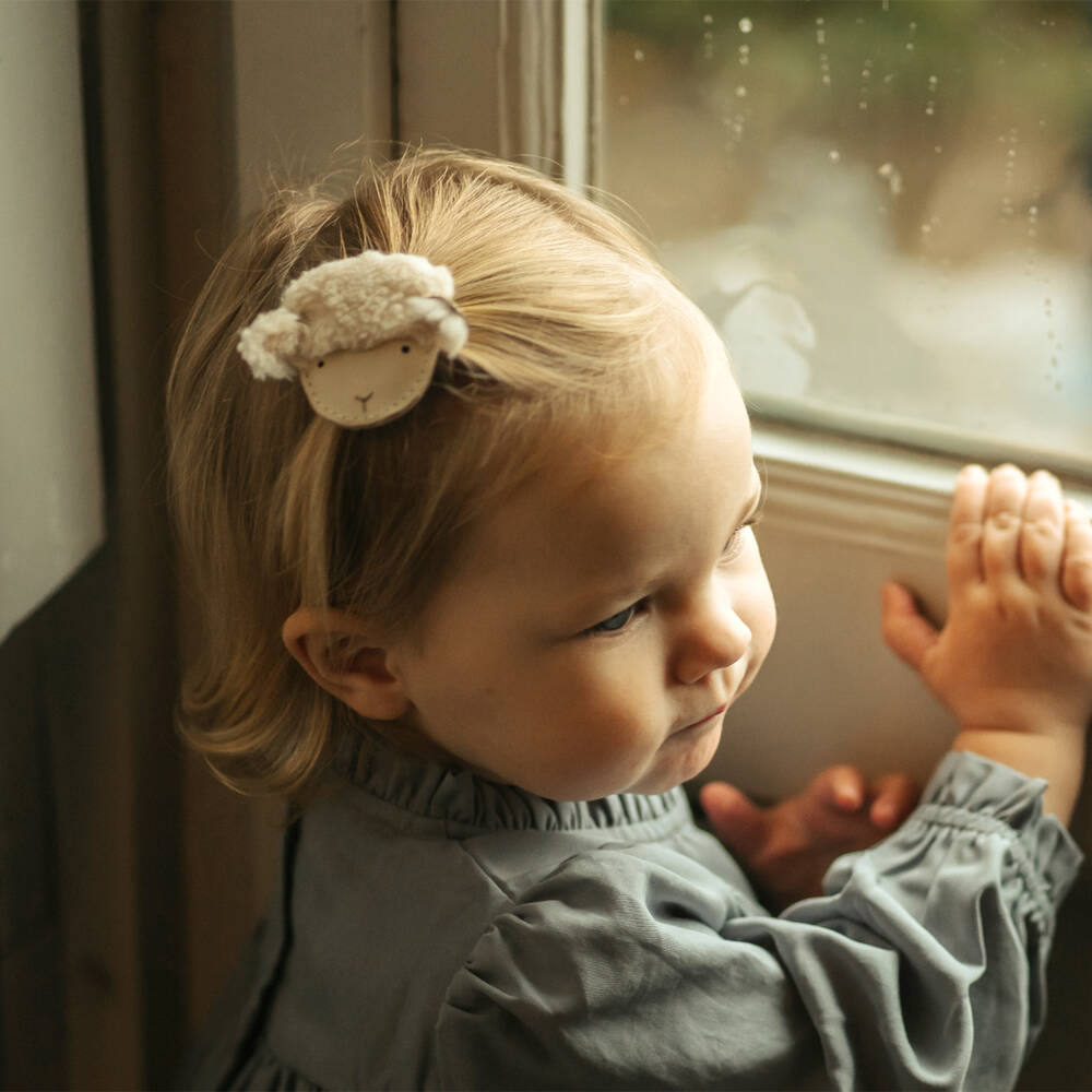 Donsje-Girls Leather & Fleece Lamb Hair Elastic (7cm) | Childrensalon Outlet