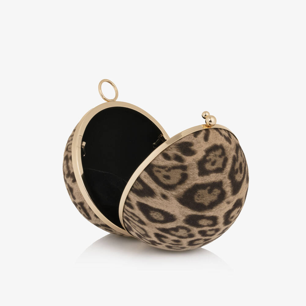 Junona-Girls Leopard Print Ball Handbag & Faux Fur Heart Keyring | Childrensalon Outlet