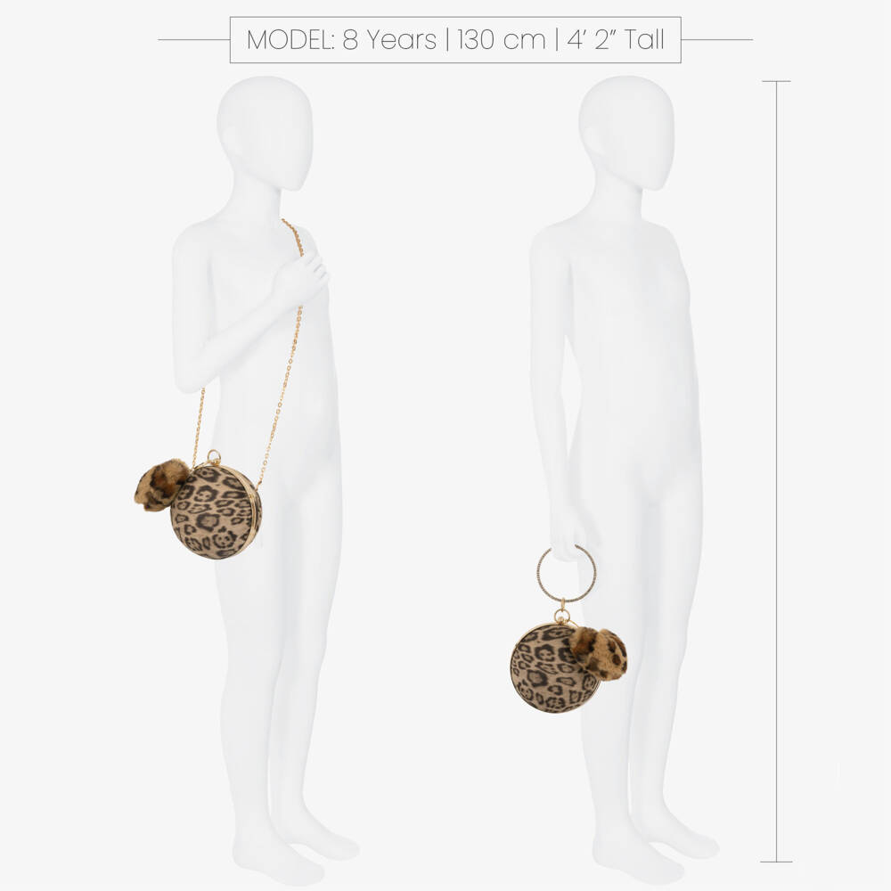 Junona-Girls Leopard Print Ball Handbag & Faux Fur Heart Keyring | Childrensalon Outlet