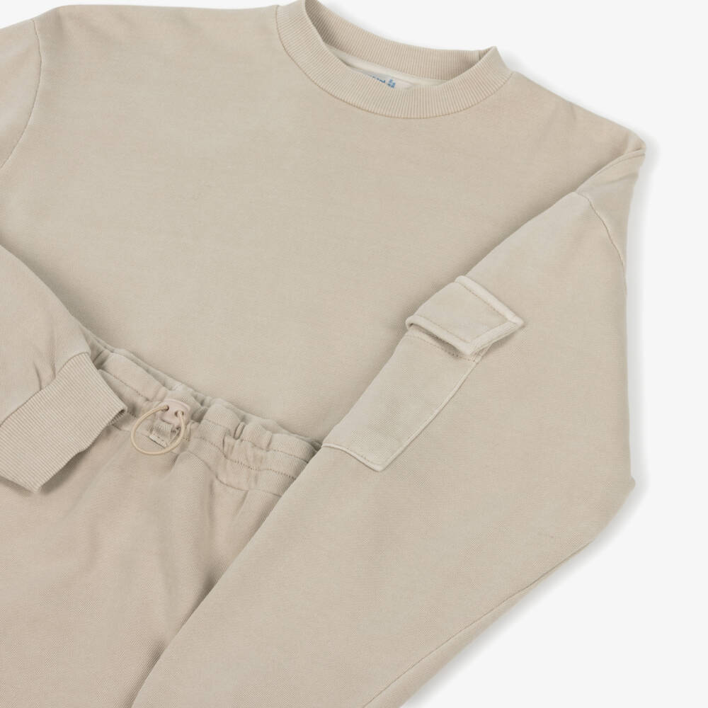 Mayoral-Girls Light Beige Cotton Jersey Cargo Skirt Set | Childrensalon Outlet