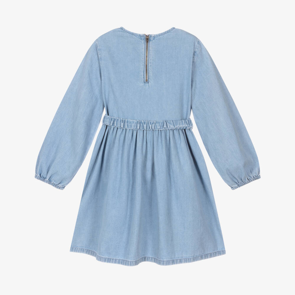 Stella McCartney Kids-فستان دنيم أزرق مزهر للبنات | Childrensalon Outlet