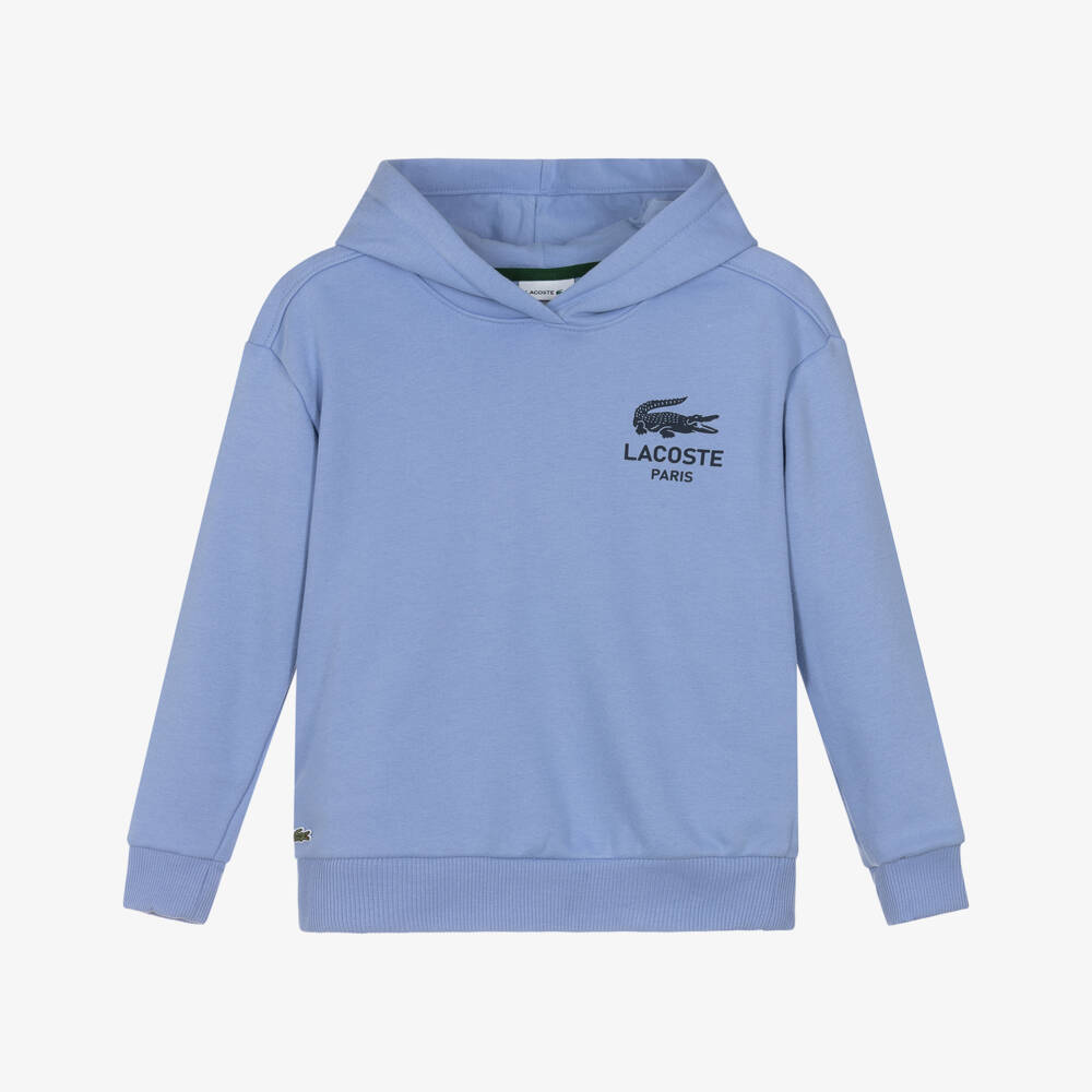 Lacoste-Girls Lilac Blue Crocodile Hoodie | Childrensalon Outlet