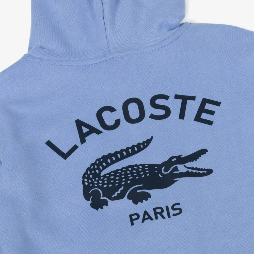 Lacoste-Girls Lilac Blue Crocodile Hoodie | Childrensalon Outlet