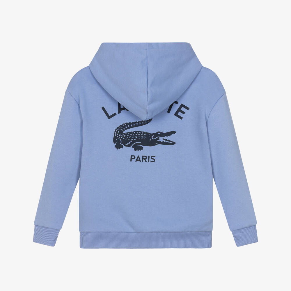 Lacoste-Girls Lilac Blue Crocodile Hoodie | Childrensalon Outlet