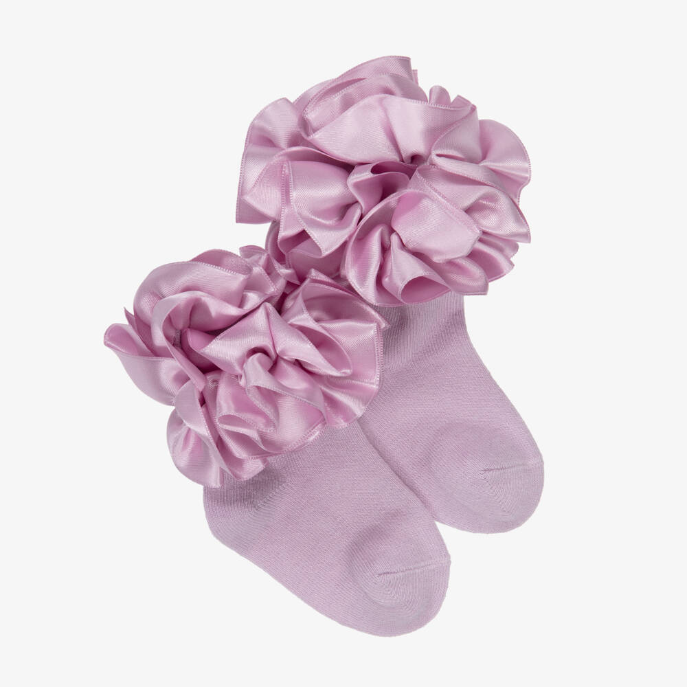 Caramelo Kids-Girls Lilac Cotton Ruffle Socks | Childrensalon Outlet