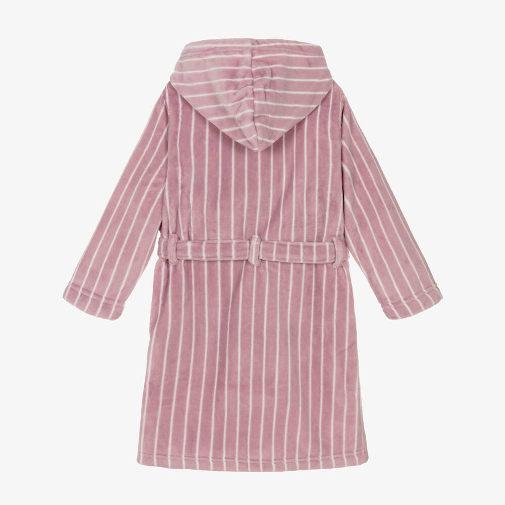 NAME IT-Girls Lilac Pink Plush Dressing Gown with White Stripes | Childrensalon Outlet