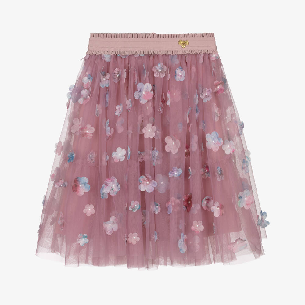 Angel's Face-Girls Lilac Pink Tulle Flowers Skirt | Childrensalon Outlet
