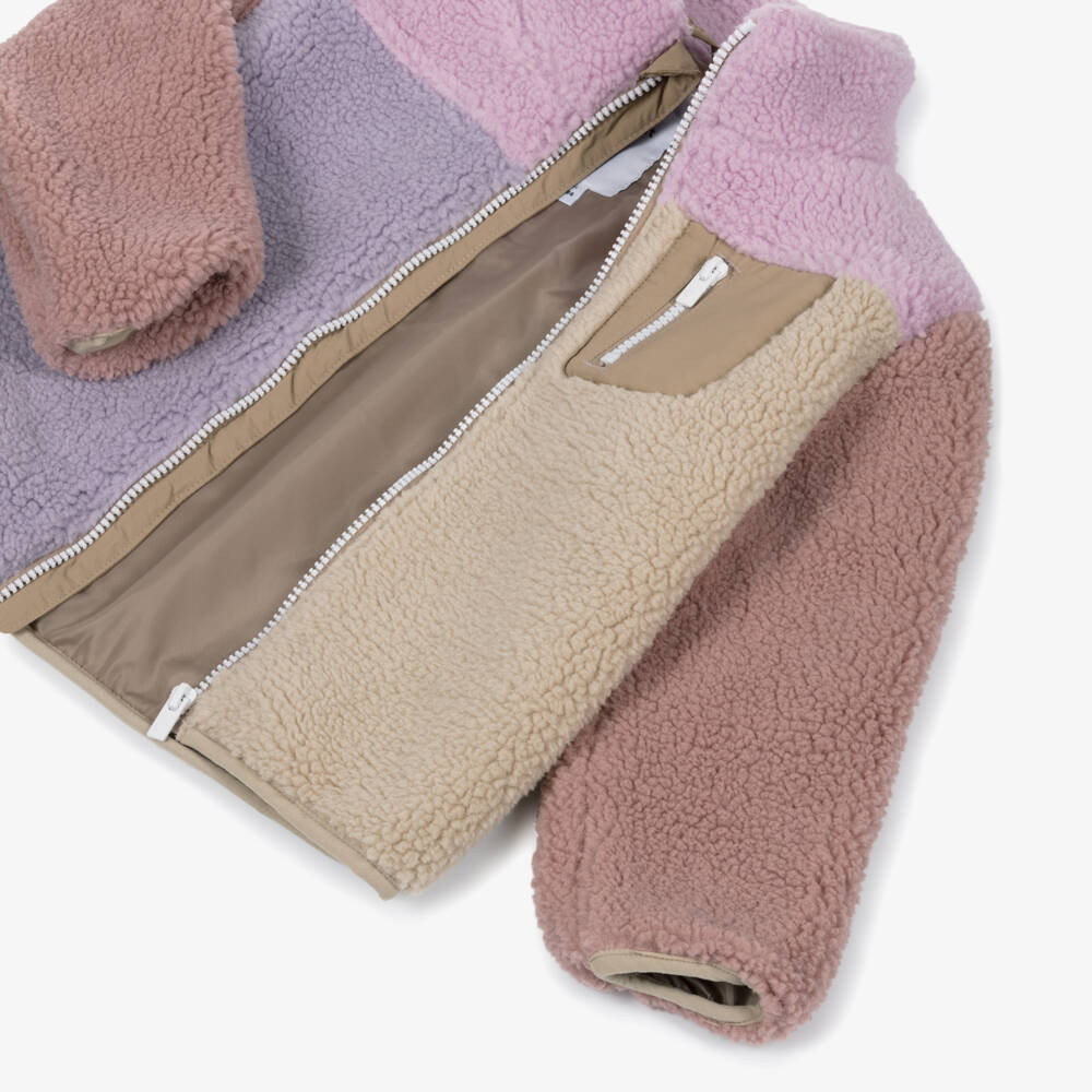 NAME IT-Girls Lilac Purple Colourblock Sherpa Fleece Jacket | Childrensalon Outlet