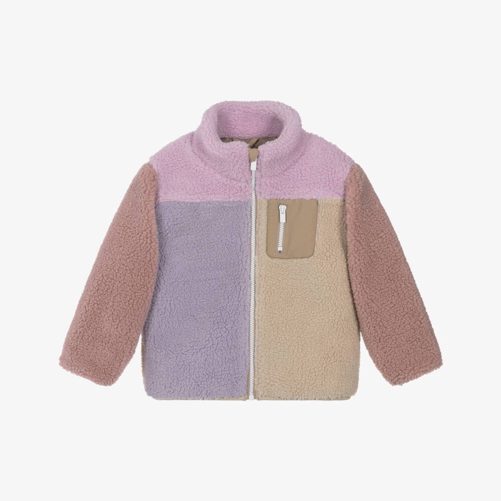 NAME IT-Girls Lilac Purple Colourblock Sherpa Fleece Jacket | Childrensalon Outlet