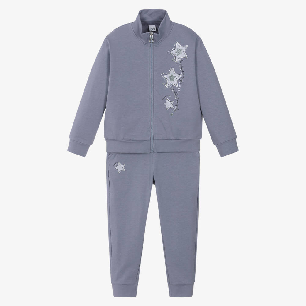 iDO-Girls Lilac Purple Star Print Cotton Jersey Tracksuit | Childrensalon Outlet