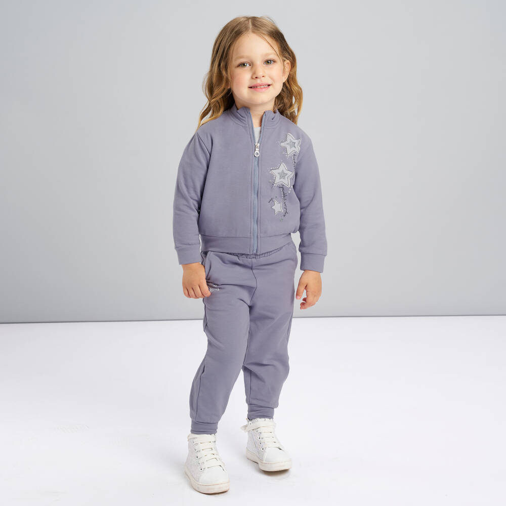 iDO-Girls Lilac Purple Star Print Cotton Jersey Tracksuit | Childrensalon Outlet