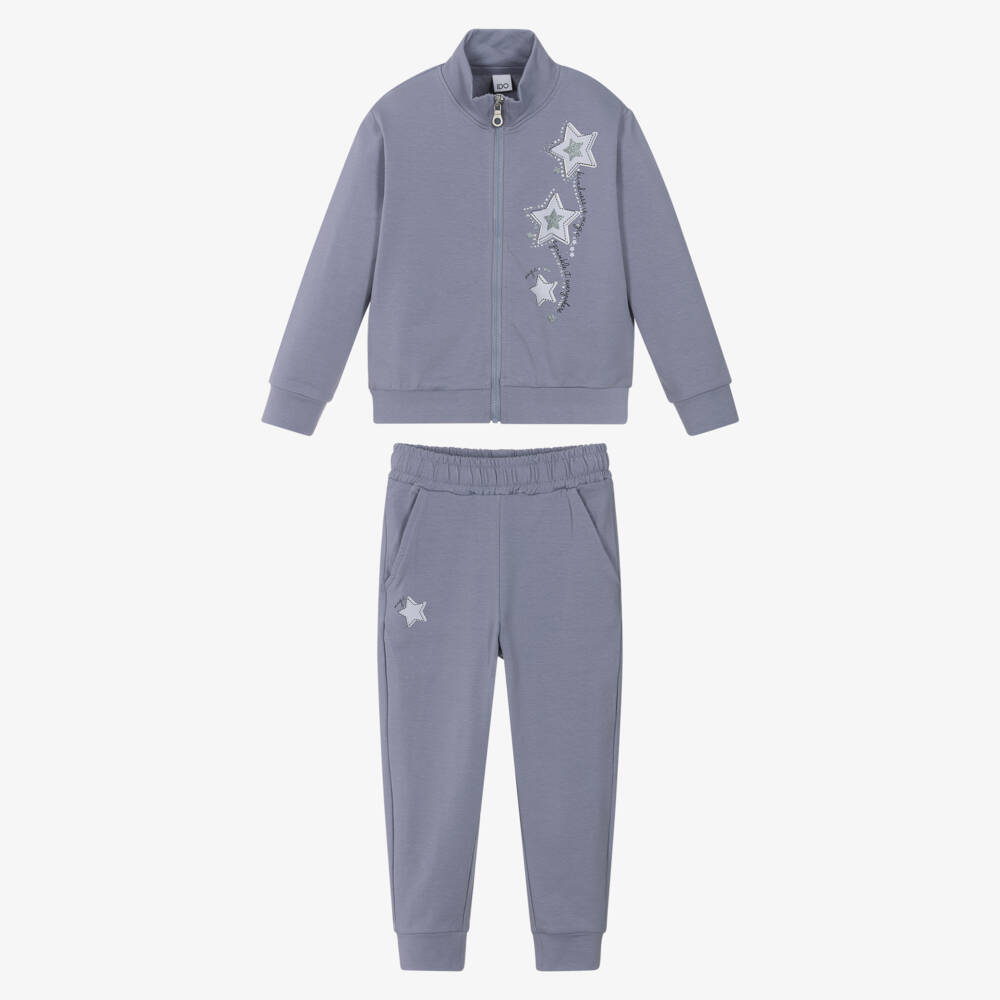 iDO-Girls Lilac Purple Star Print Cotton Jersey Tracksuit | Childrensalon Outlet