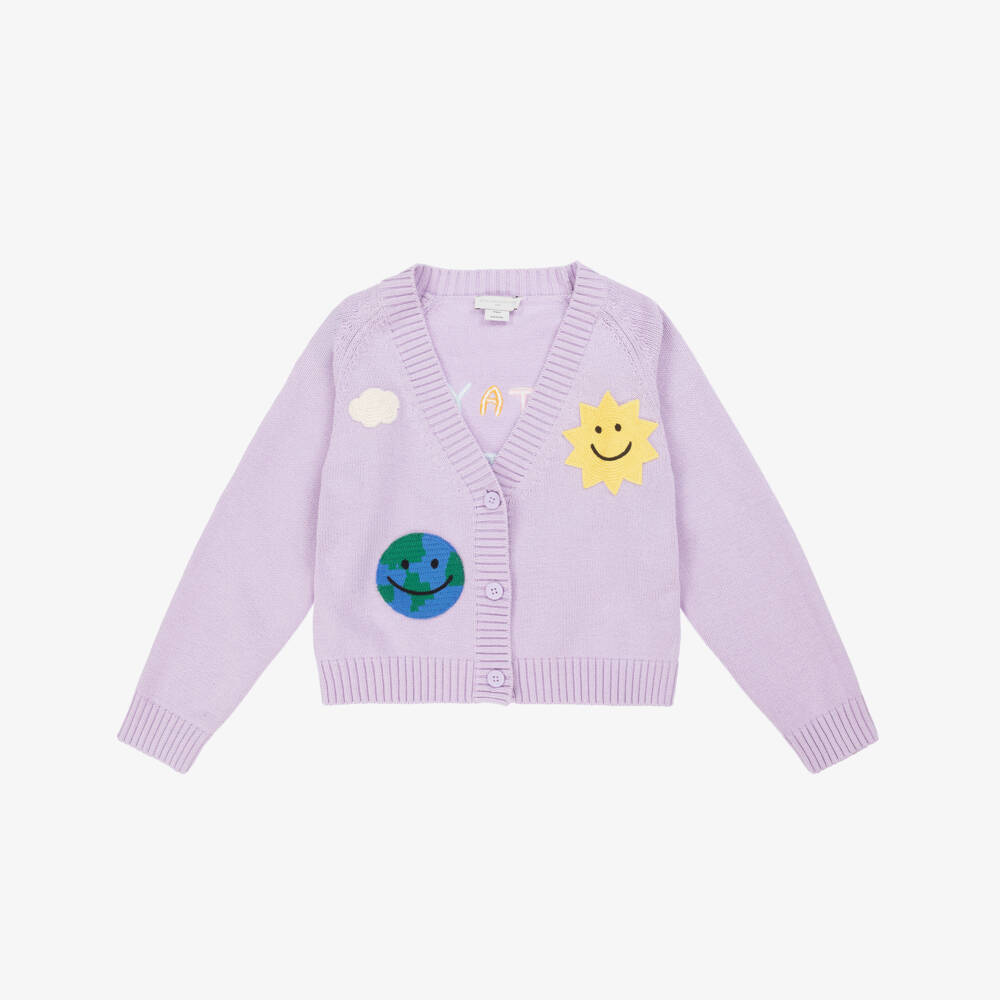 Stella McCartney Kids-Girls Lilac Purple Sun & Earth Knitted Cardigan | Childrensalon Outlet