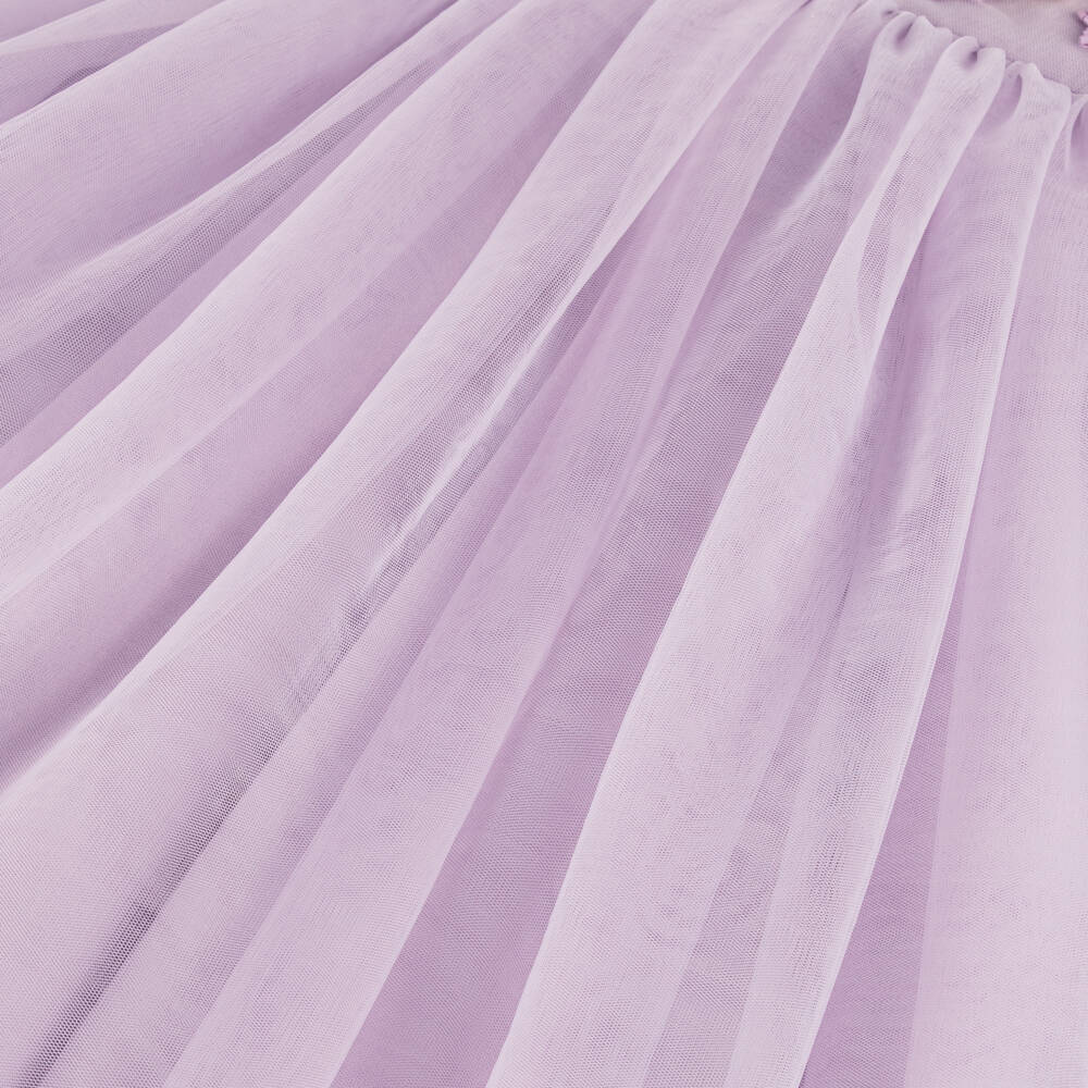 Tutu du Monde-Girls Lilac Purple Tulle Dress with Beaded Flower Appliqués | Childrensalon Outlet