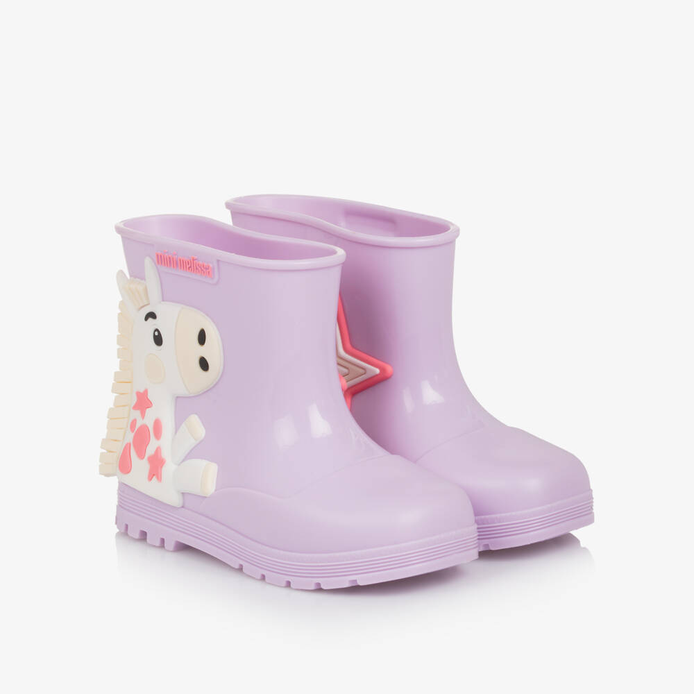 Mini Melissa-Girls Lilac Purple Unicorn Jelly Rain Boots | Childrensalon Outlet