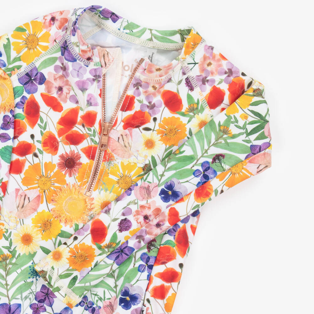 Molo-Girls Long Sleeved Floral Swimsuit (UPF50+) | Childrensalon Outlet