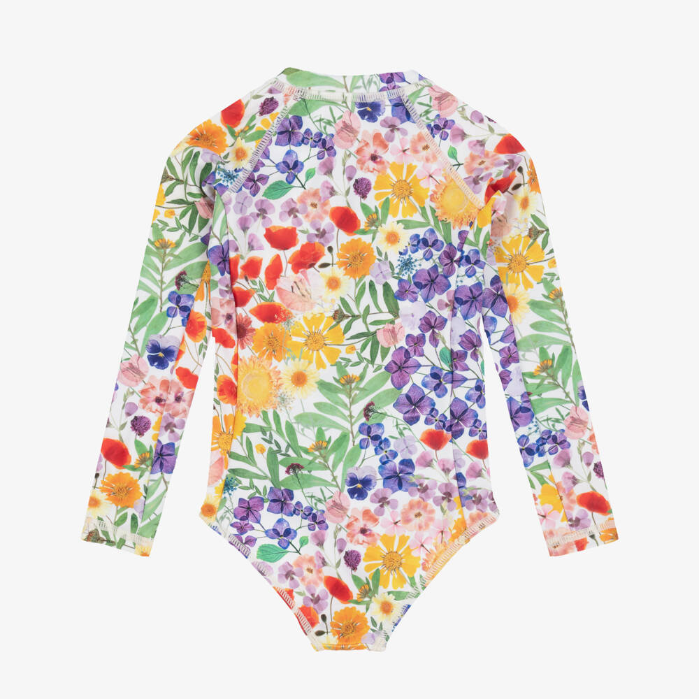Molo-Girls Long Sleeved Floral Swimsuit (UPF50+) | Childrensalon Outlet