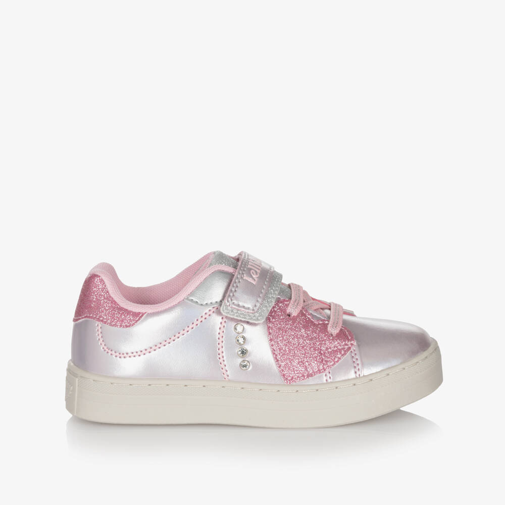 Lelli Kelly-Girls Metallic Pink Trainers with Glittery Hearts | Childrensalon Outlet