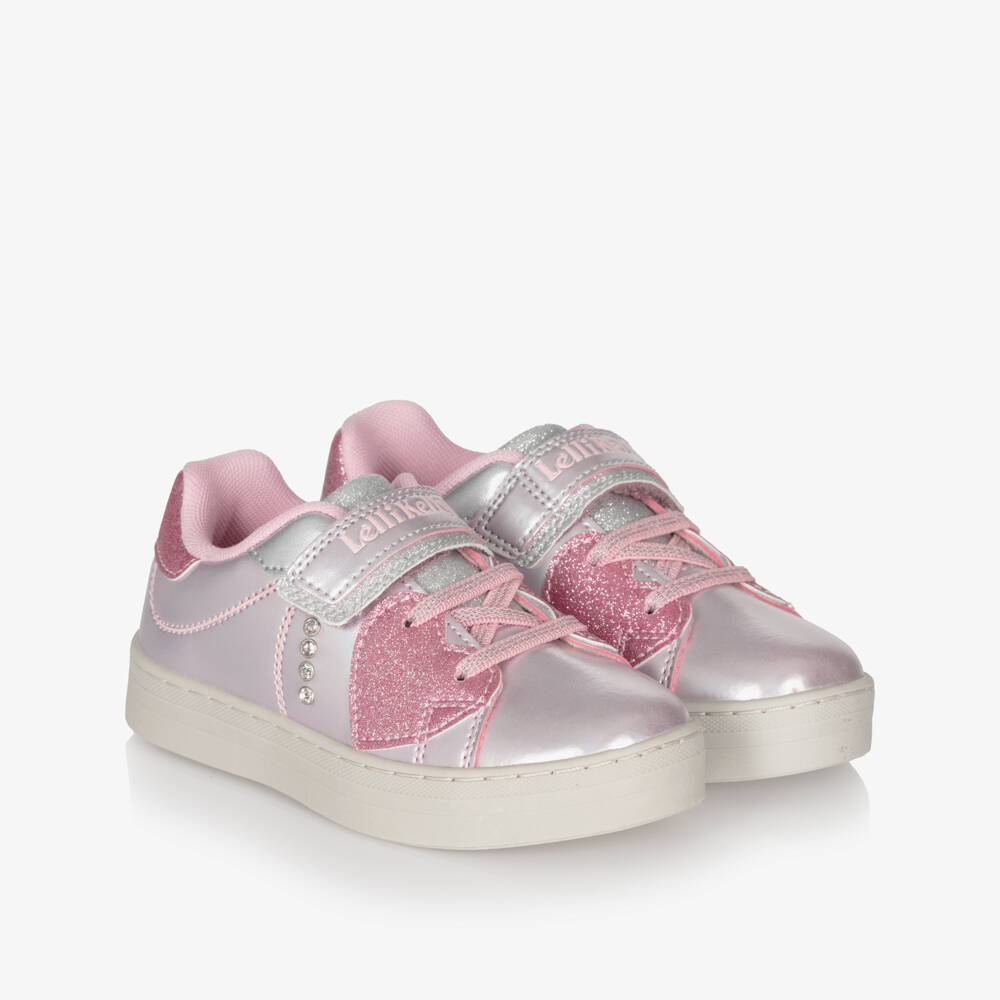 Lelli Kelly-Girls Metallic Pink Trainers with Glittery Hearts | Childrensalon Outlet