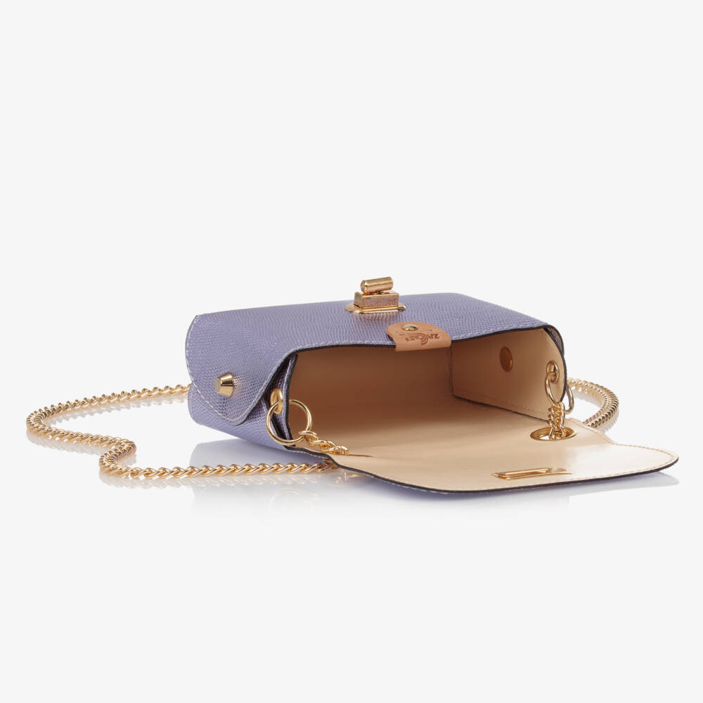Zaccone-Girls Metallic Purple Shoulder Bag (14cm) | Childrensalon Outlet