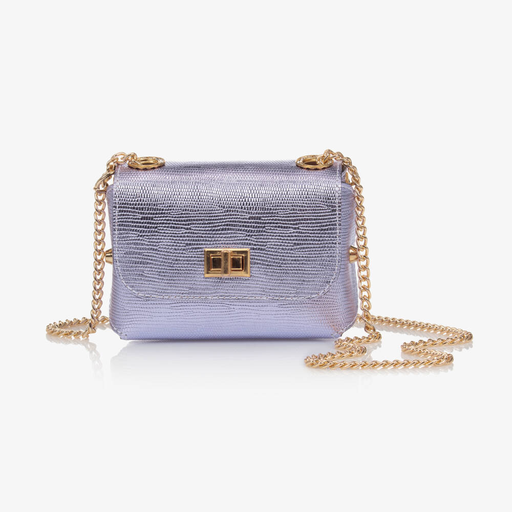 Zaccone-Girls Metallic Purple Shoulder Bag (14cm) | Childrensalon Outlet