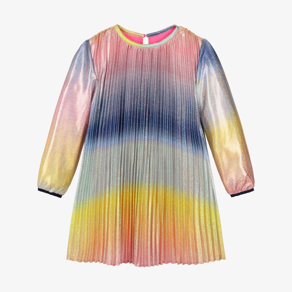 Billieblush-Girls Metallic Rainbow Satin PlissÃ© Dress | Childrensalon Outlet