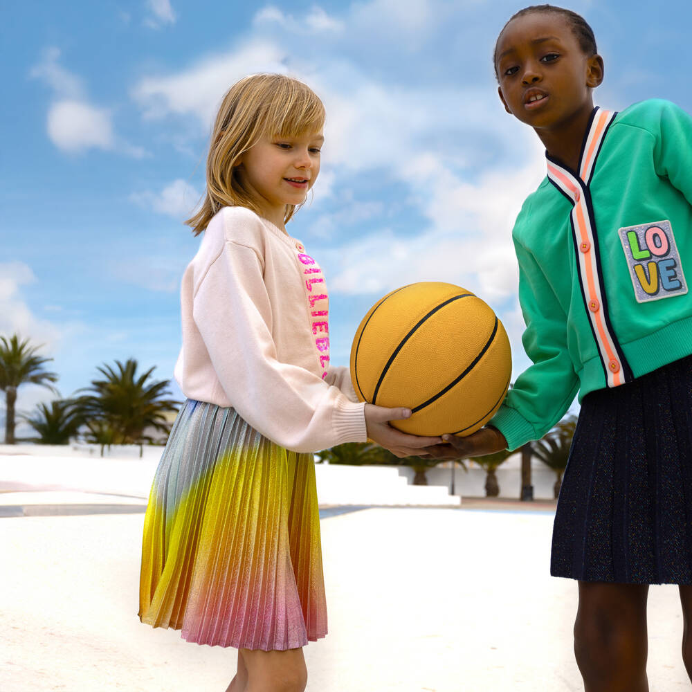 Billieblush-Girls Metallic Rainbow Satin Plissé Dress | Childrensalon Outlet