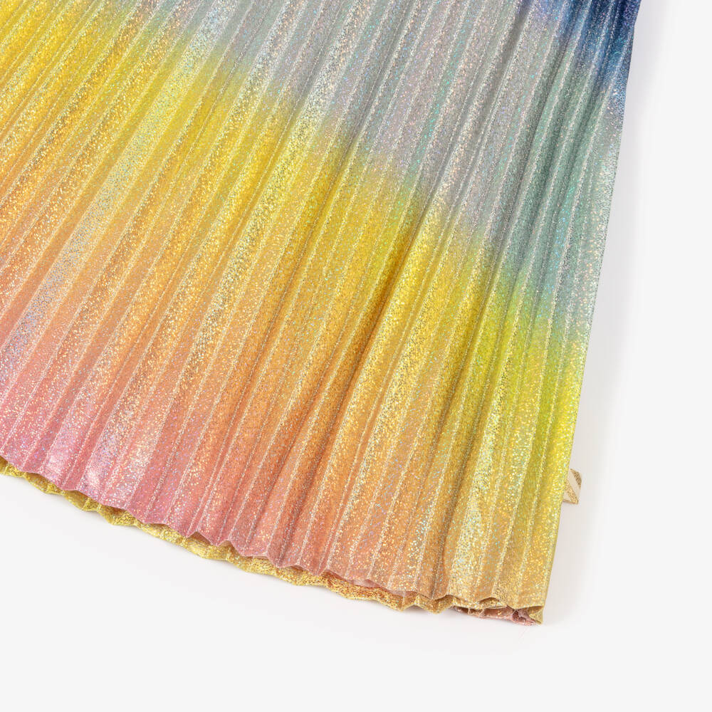Billieblush-Girls Metallic Rainbow Satin Plissé Dress | Childrensalon Outlet