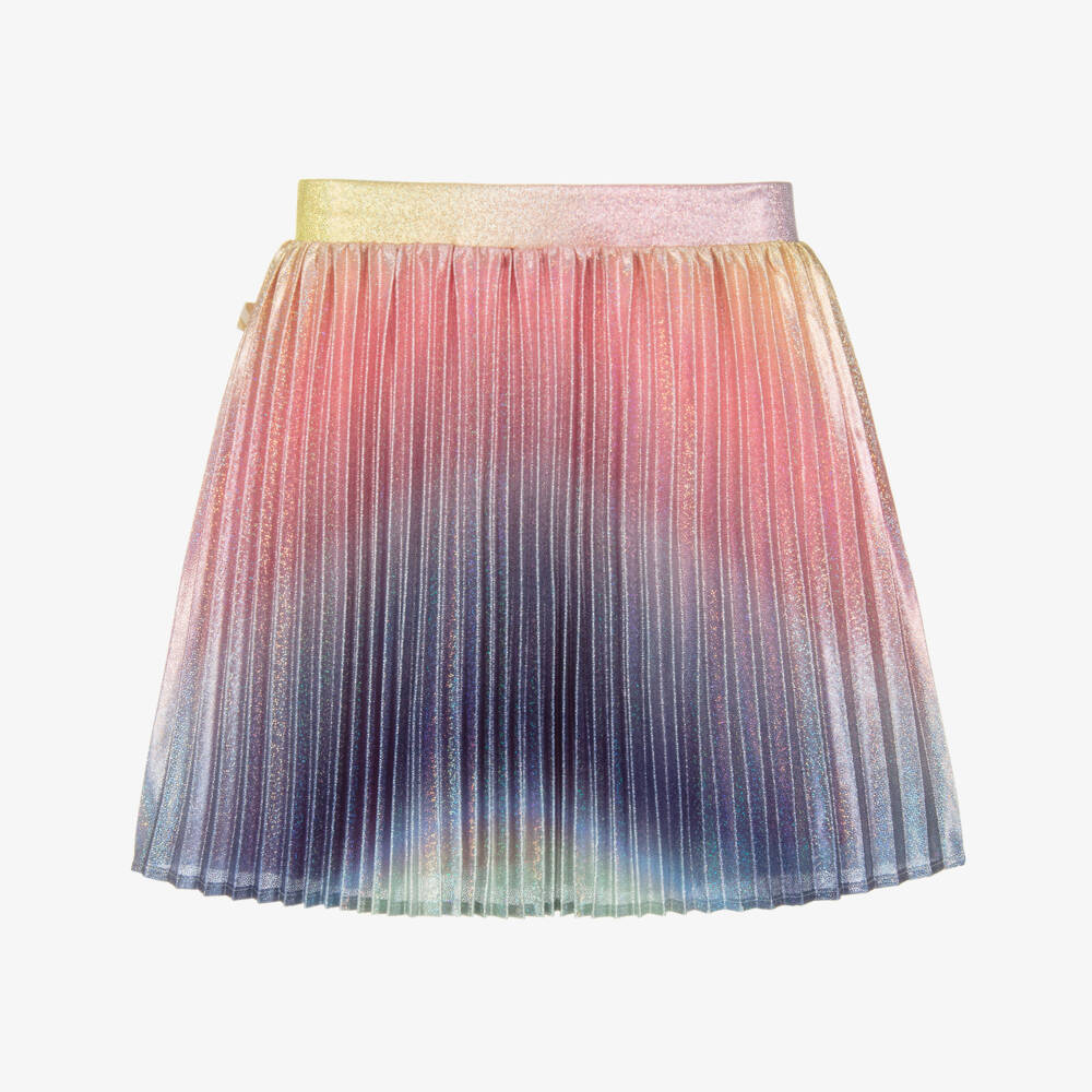 Billieblush-Girls Metallic Rainbow Satin Plissé Skirt | Childrensalon Outlet