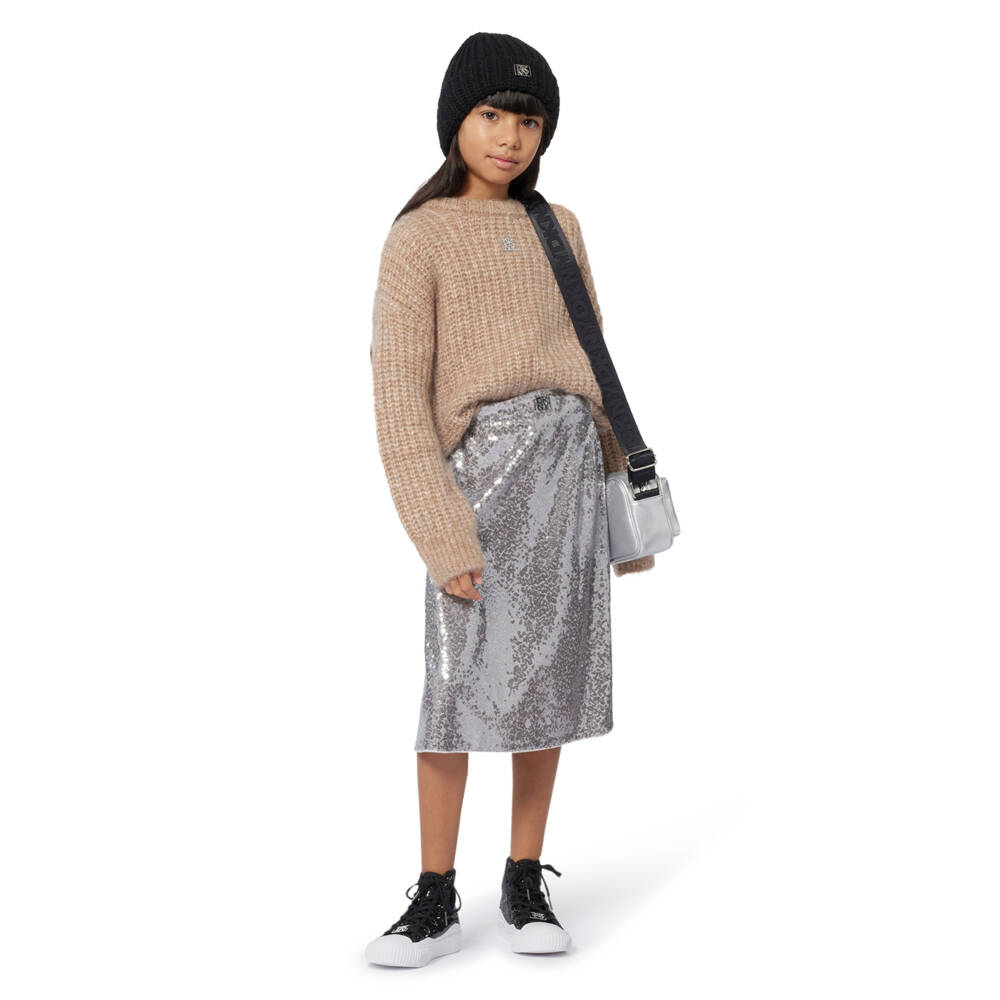 DKNY-Girls Metallic Silver Faux Leather Bag (18cm) | Childrensalon Outlet