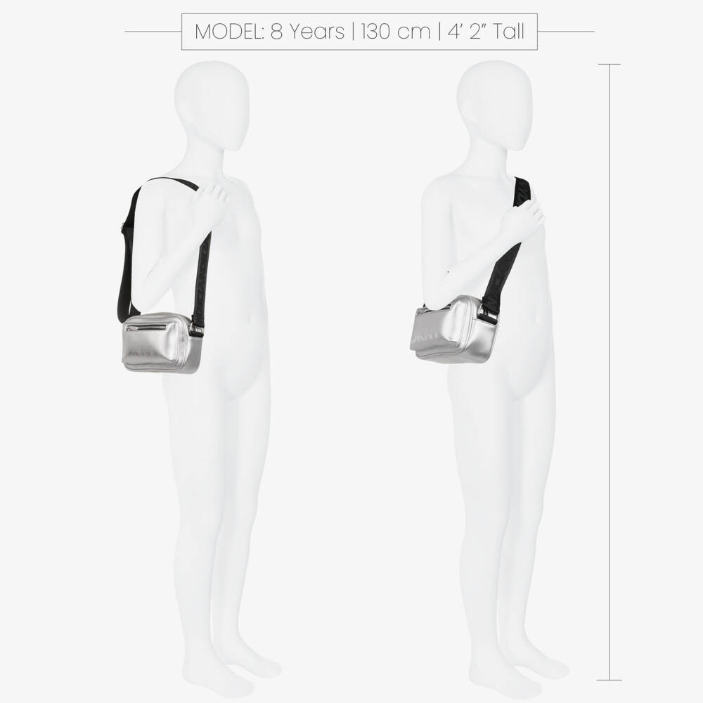 DKNY-Girls Metallic Silver Faux Leather Bag (18cm) | Childrensalon Outlet