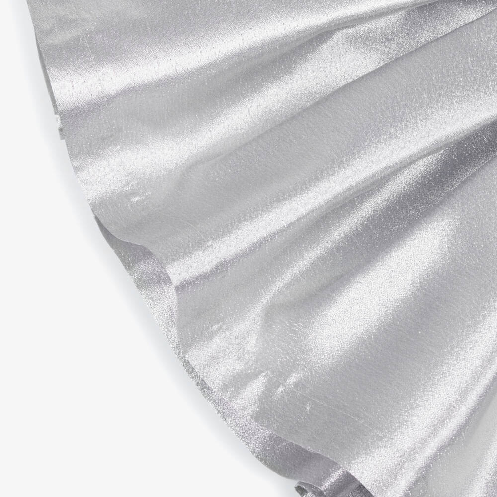 Mama Luma-Girls Metallic Silver Satin Pleated Skirt | Childrensalon Outlet
