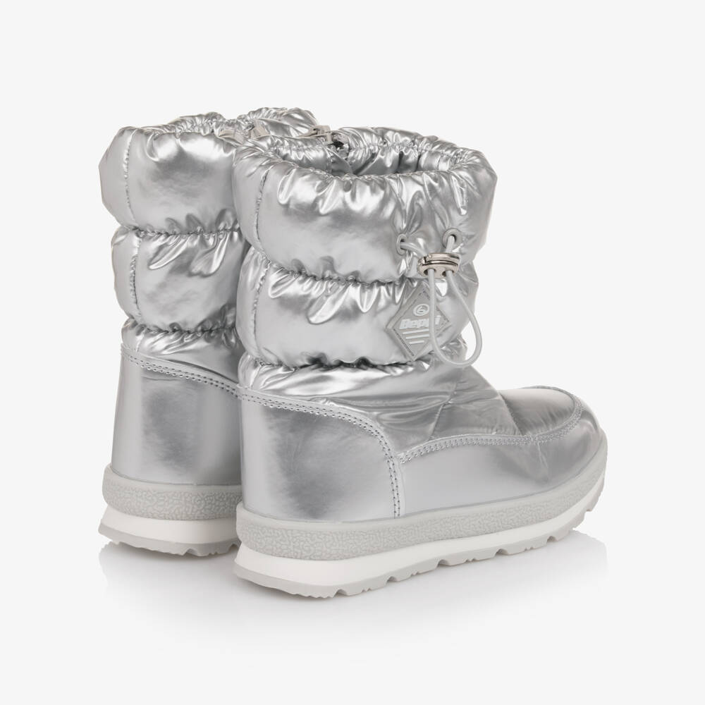 Beppi-Girls Metallic Silver Sherpa Fleece Lined Snow Boots | Childrensalon Outlet