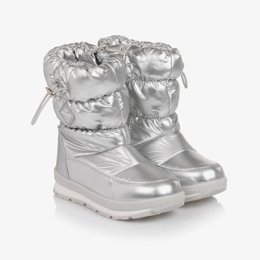 Beppi-Girls Metallic Silver Sherpa Fleece Lined Snow Boots | Childrensalon Outlet