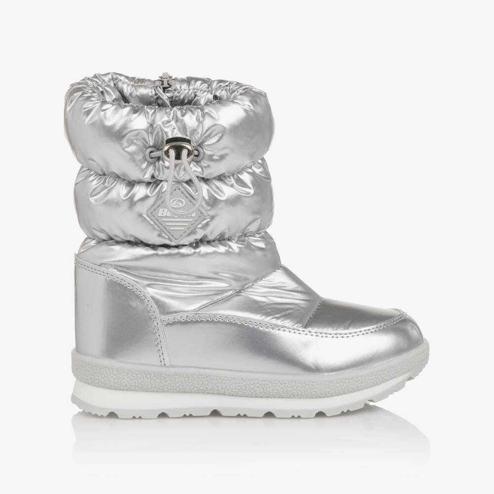 Beppi-Girls Metallic Silver Sherpa Fleece Lined Snow Boots | Childrensalon Outlet