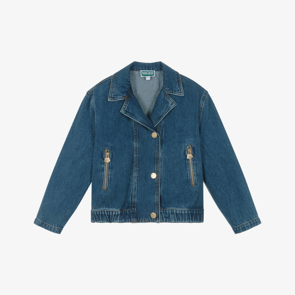 KENZO KIDS-Girls Mid-Blue Denim Jacket | Childrensalon Outlet