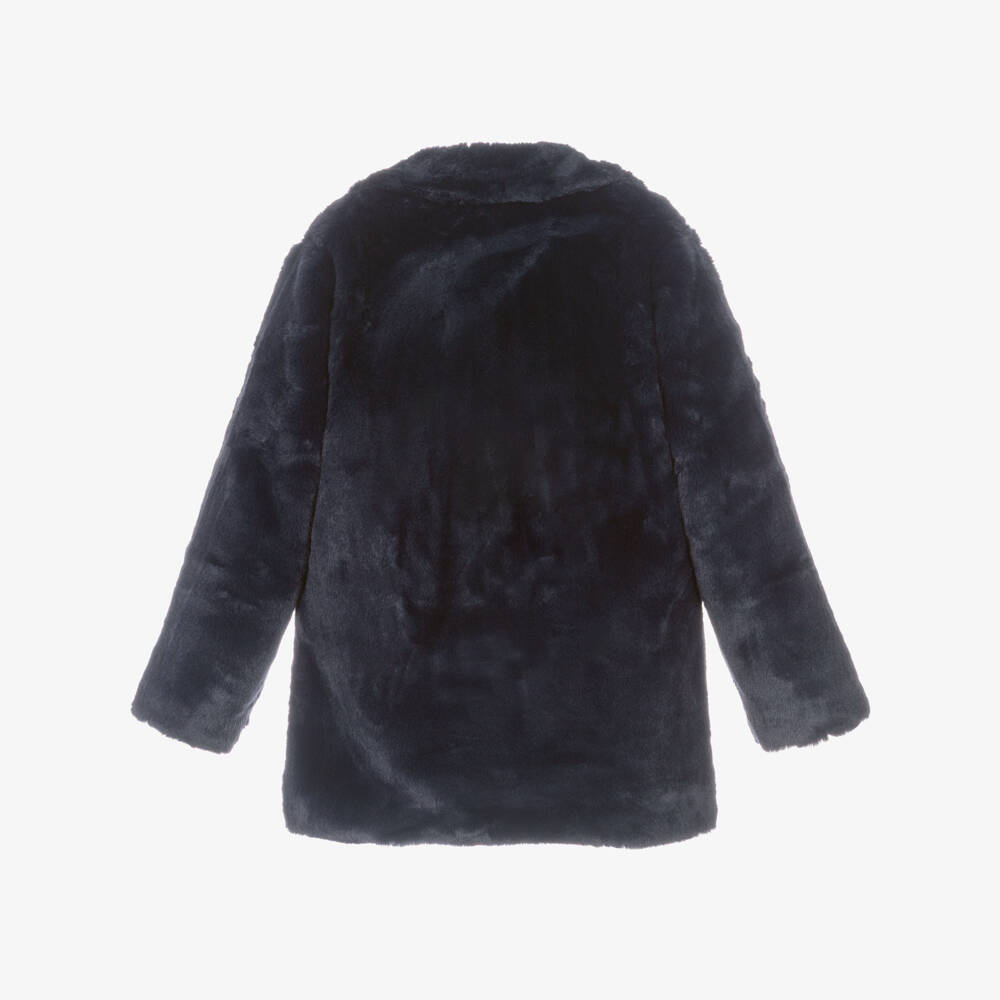 BCBGMAXAZRIA-Girls Midnight Blue Faux Fur Coat | Childrensalon Outlet