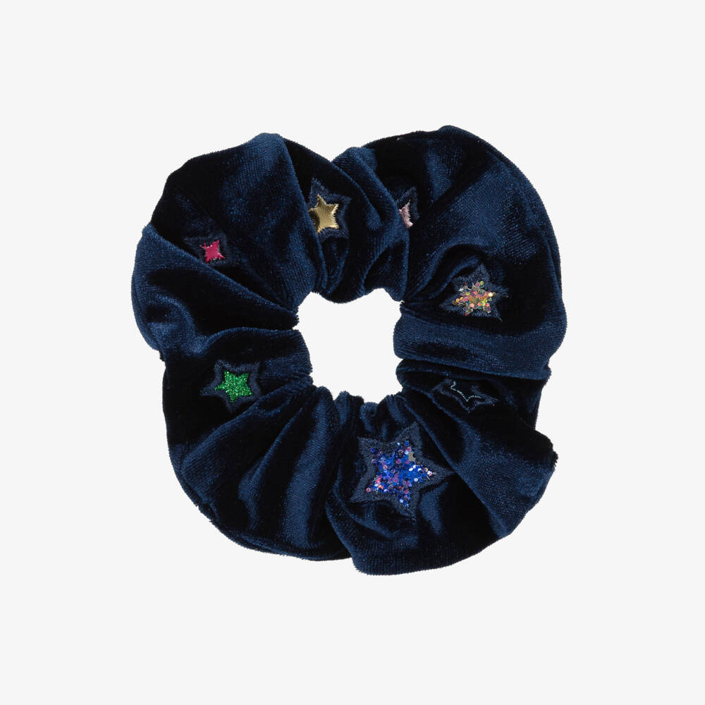 Mimi & Lula-Girls Midnight Blue Velvet Star Scrunchie | Childrensalon Outlet