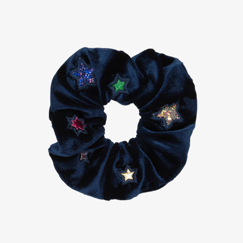 Mimi & Lula-Girls Midnight Blue Velvet Star Scrunchie | Childrensalon Outlet