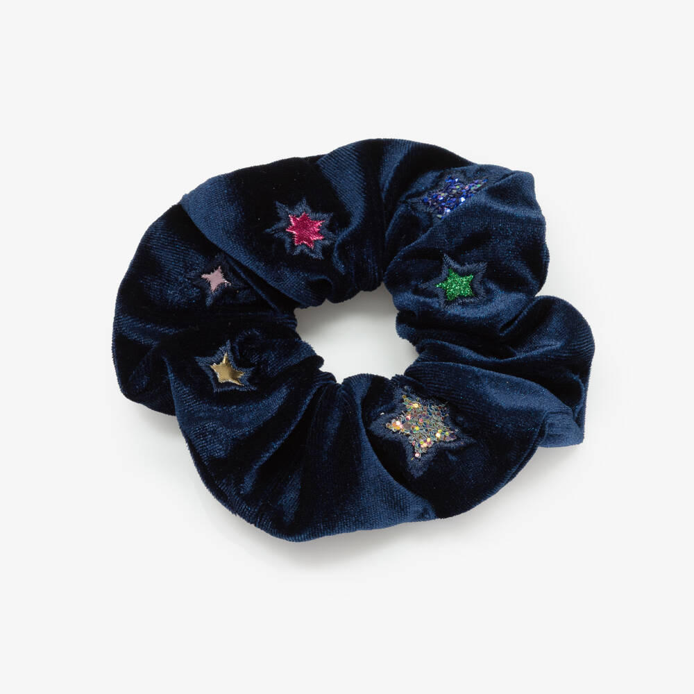 Mimi & Lula-Girls Midnight Blue Velvet Star Scrunchie | Childrensalon Outlet