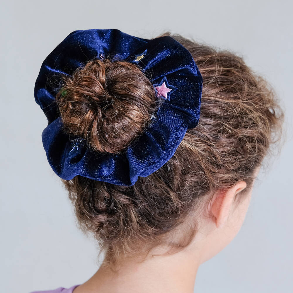 Mimi & Lula-Girls Midnight Blue Velvet Star Scrunchie | Childrensalon Outlet