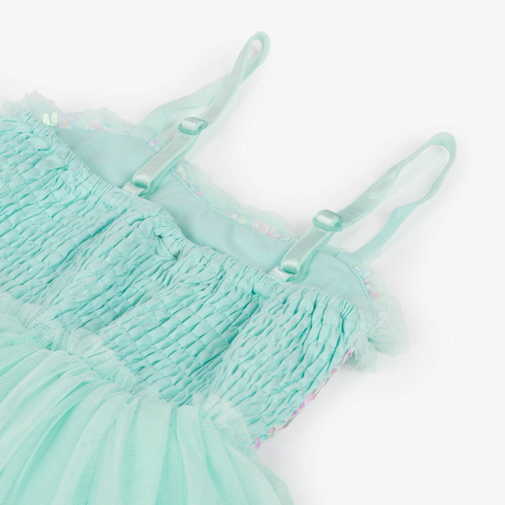 Rock Your Baby-Girls Mint Green Tulle Dress with Iridescent Sequins | Childrensalon Outlet