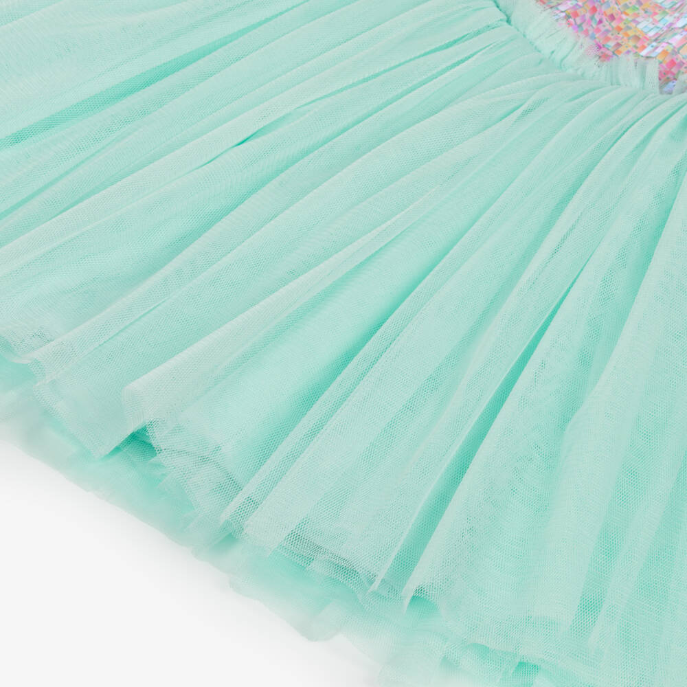 Rock Your Baby-Girls Mint Green Tulle Dress with Iridescent Sequins | Childrensalon Outlet