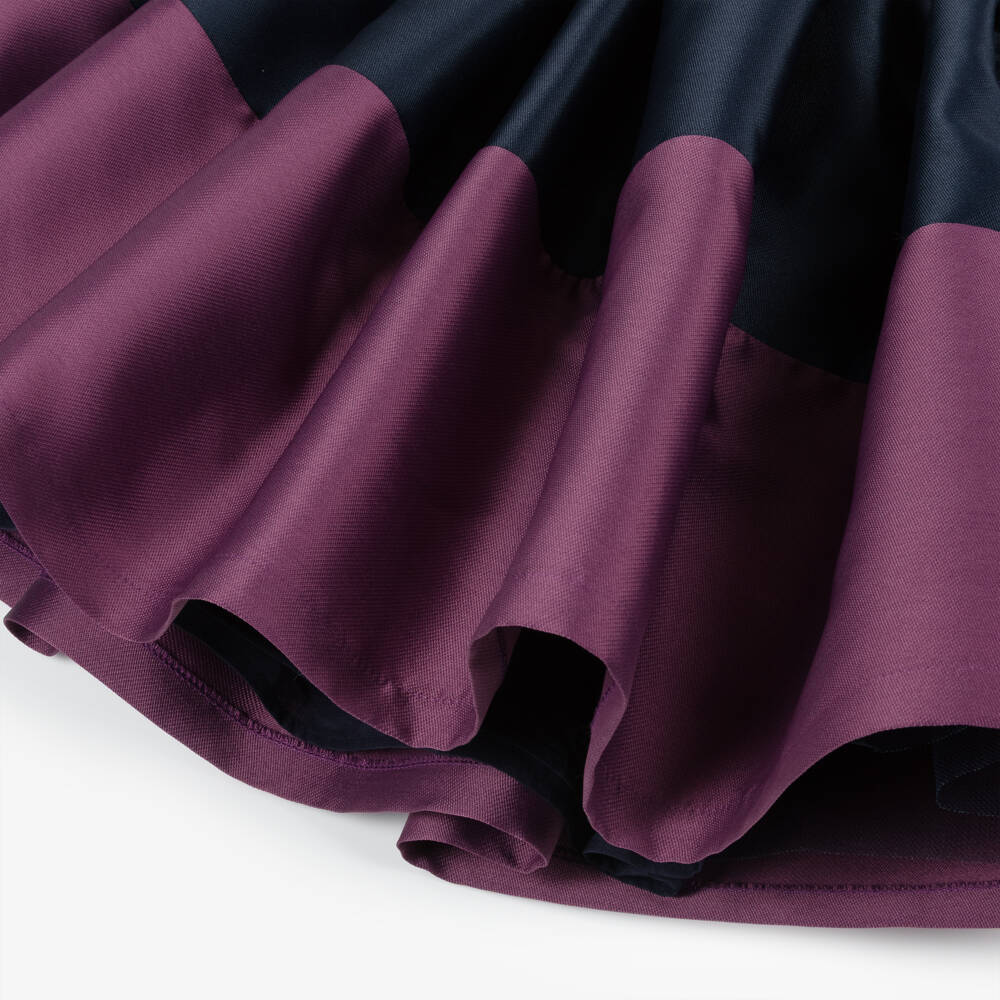 Mama Luma-Girls Mulberry & Navy Blue Satin Bow Dress | Childrensalon Outlet