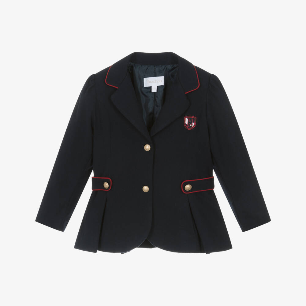 Patachou-جاكيت أزرق بحري بأزرار وشعار للبنات | Childrensalon Outlet