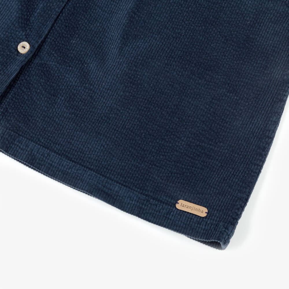 Laranjinha-Girls Navy Blue Corduroy Dress | Childrensalon Outlet