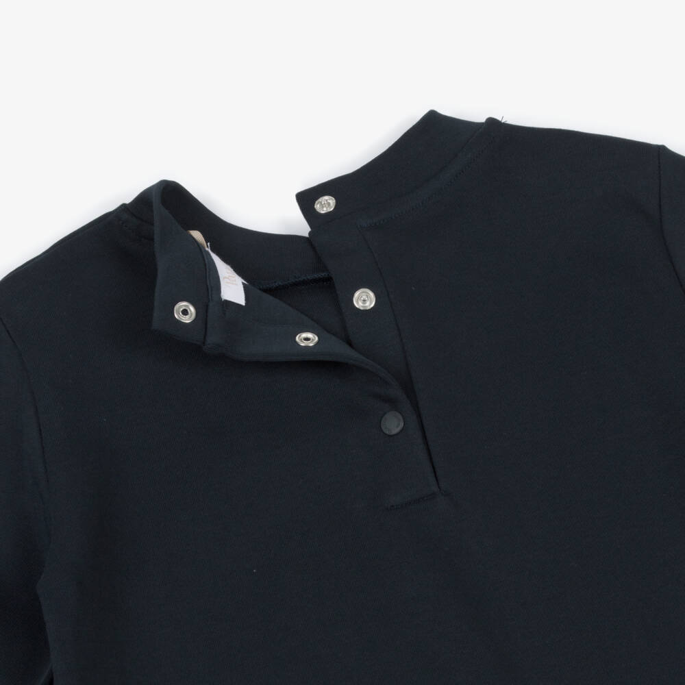 Patachou-Girls Navy Blue Cotton Bow Tracksuit with Grosgrain Taping | Childrensalon Outlet