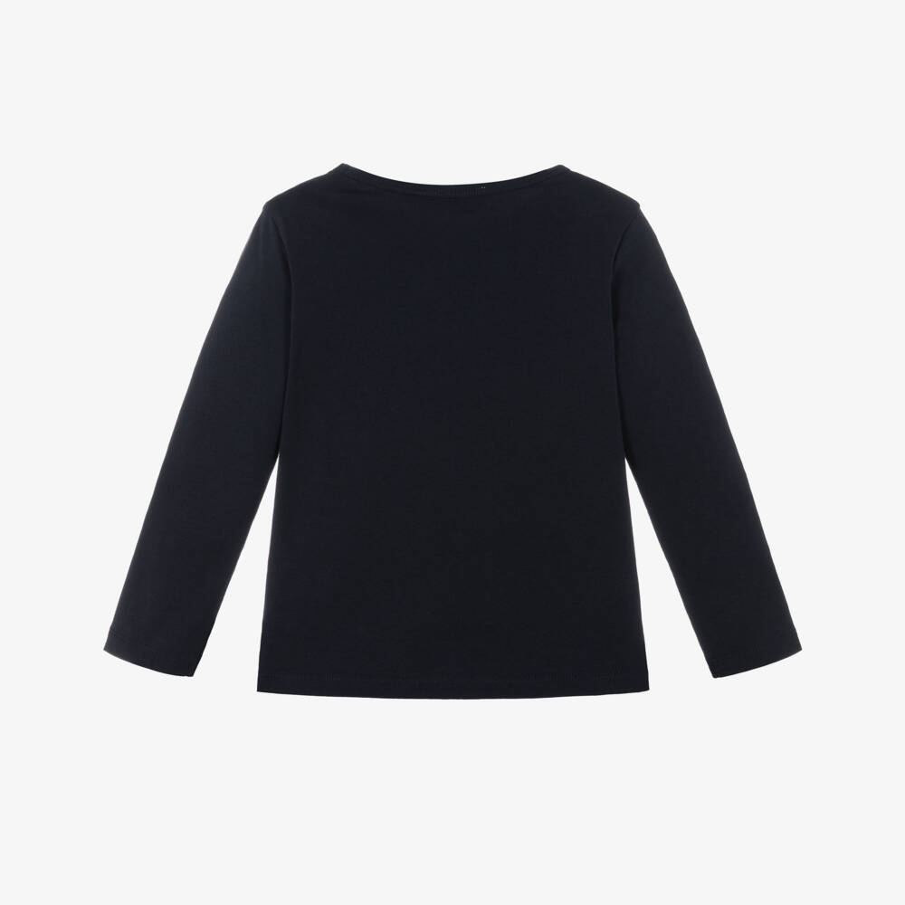 Bonpoint-Girls Navy Blue Cotton Cherry Embroidery Top | Childrensalon Outlet