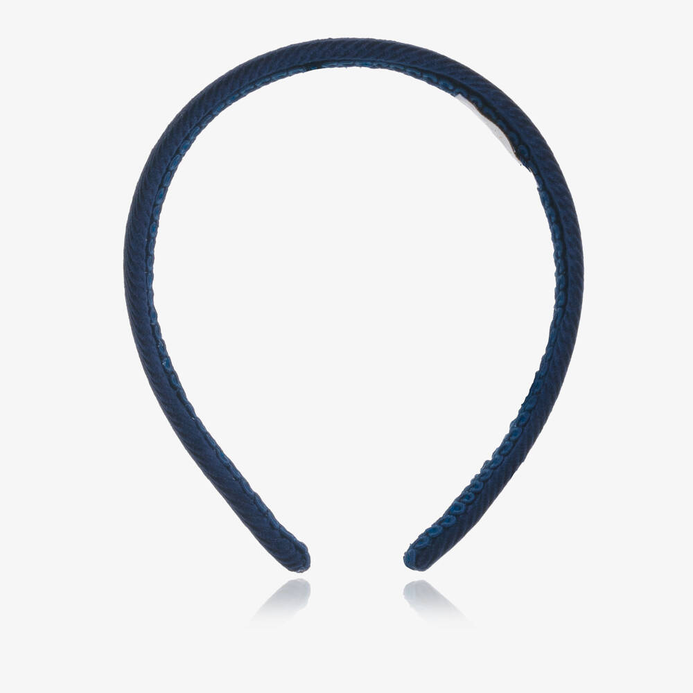 EIRENE-Girls Navy Blue Cotton Corduroy Hairband | Childrensalon Outlet